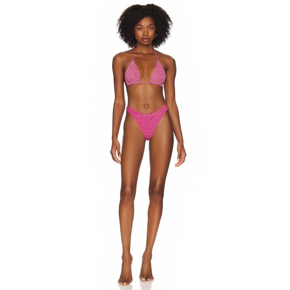 Good American Better Bikini Bottom in Hawaiian Pink Size 6/3XL Metallic Swim - Picture 1 of 5